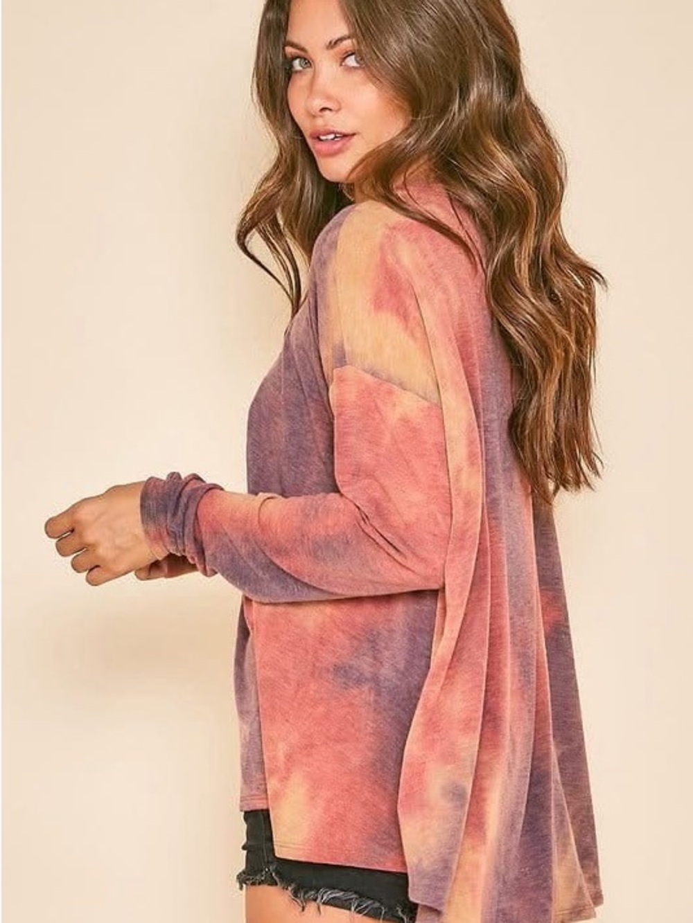 Fantastic Fawn Multicolor Tie-Dye Long Sleeve Top